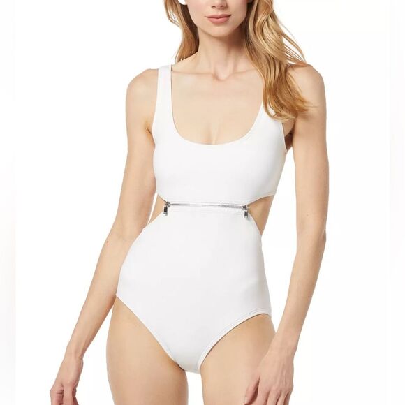 MICHAEL MICHAEL KORS Women's Zip-Trim Cutout One-Piece Swimsuit Size 6 - Picture 1 of 13